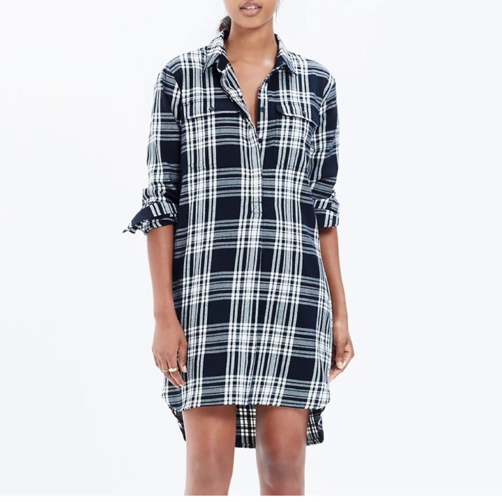 Madewell Flannel Shirtdress | plaid | size S